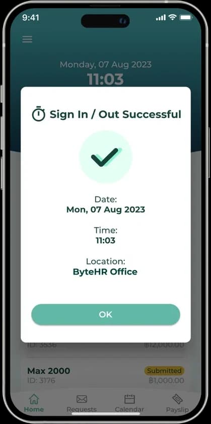 ByteHR mobile app for construction sites ByteHR mobile app site attendance screen