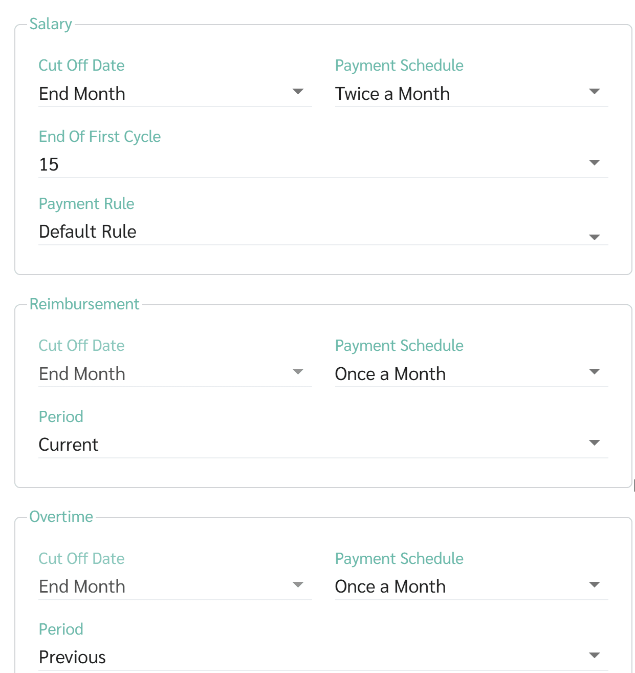 Payroll blocks grouped by branch